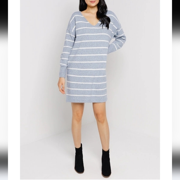 Vero Moda Doffy Curve Stripe Long Sleeve Recycle Blend Sweater Dress 4X NWT - Picture 2 of 15